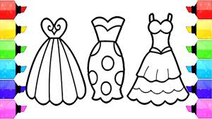 Free shopkins coloring pages to print and download. Coloring Pages Dresses For Girls How To Draw Dresses To Color For Kids Learn Colors Youtube