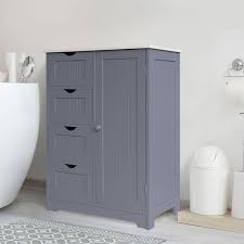 veikous 23 6 in w x 11 8 in d x 31 6 in h freestanding linen cabinet with drawers and shelves in gray grey