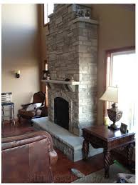 Natural Thin Rock Veneer Fireplace