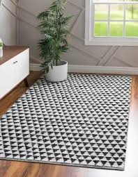 black white check printed jute carpet