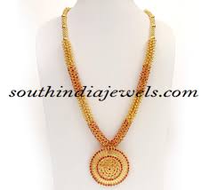 kerala jewellers gold haram design with