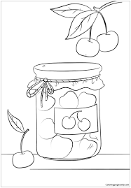 Printable cherry jam and butterflies coloring page. Cherry Jam Jar Coloring Pages Food Coloring Pages Coloring Pages For Kids And Adults