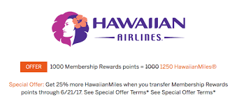 25 Transfer Bonus Amex To Hawaiian Miles Milevalue