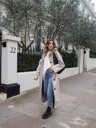 Oversized Trench Coat Straight Jeans