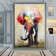Colorful Elephant Abstract Oil Painting