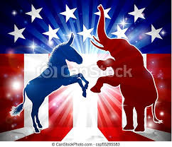 Maybe you would like to learn more about one of these? Donkey And Elephant Face Off An Elephant Versus A Donkey In Silhouette With The American Flag In The Background Democrat And Canstock