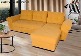 new corner sofa bed soft yellow fabric