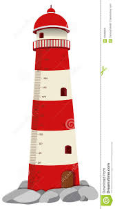 Growth Mearsuring Chart With Lighthouse On Rock Stock Vector