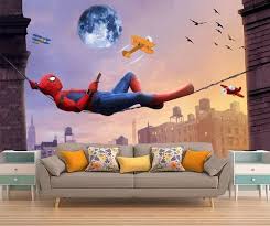 Non Woven Spiderman Kids Room Wallpaper