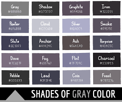 136 Shades Of Gray Color With Names