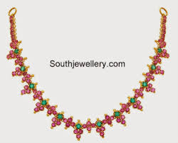 Simple Light Weight Ruby Necklace Indian Jewellery Designs