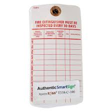 Fire extinguishers inspected via electronic monitoring, where the extinguisher causes a signal at a control unit Smartsign Fire Extinguisher Monthly Maintenance Tags 3 X 5 75 Cardstock Pack Of 100 Amazon Ca Office Products