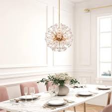 Uolfin Modern Gold Sputnik Bedroom Chandelier 6 Light Dining Room Island Pendant Light Fixture With Flower Glasses