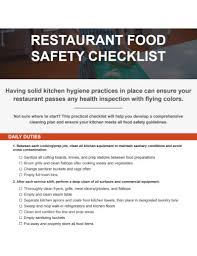 restaurant safety checklist 10
