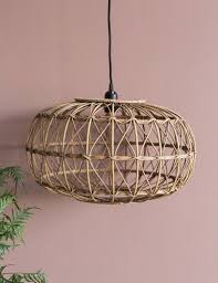 Rattan Plywood Ceiling Lamp Rose Grey
