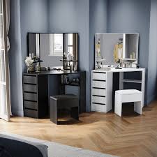 mirror drawers stool bedroom vanity set