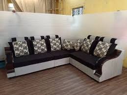 silk black wooden corner l shape sofa