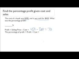 percene profit given cost and s