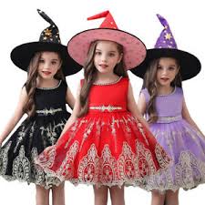 Witch Girls Halloween Fancy Dress Witches Kids Costume Cosplay Outfit Party  Set Unisex Fashion Specialty