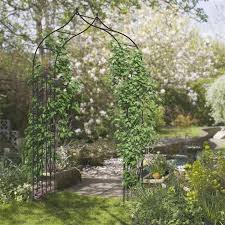 Outsunny 8 7 Ft Black Steel Garden Arch