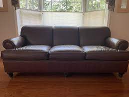 ethan allen leather sofa ebay