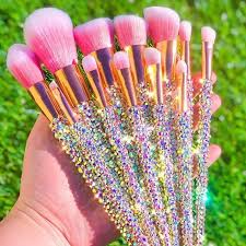 diamond studded diamond makeup brushes