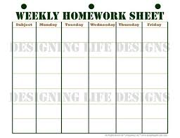Homework Planner Schedule And Weekly Homework Sheet Etsy