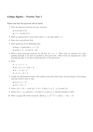 College Algebra Practice Test 1