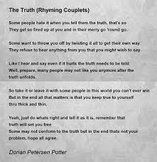 truth rhyming couplets poem