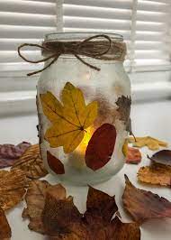 Leaf Mason Jar Lanterns Nature Craft