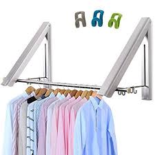 Wall mounted coat hangers for big and small spaces; Livehitop Foldable Wall Mounted Clothes Rail 2 Pieces Coat Hanger Racks Dryer Aluminum Hanging Rod Wardrobe Coat Rack Wall Hanging Clothes Racks Folding Wall