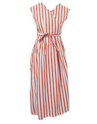 Orange Striped Naoko Cotton Wrap Dress