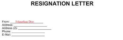 Two 2 Weeks Notice Resignation Letter Template With