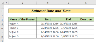 how to subtract date and time in excel