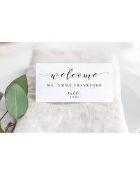 Awesome Wedding Name Card Personalised Modern Script Navy