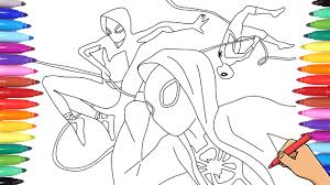 Download or print directly from the site. Spiderverse Coloring Pages How To Draw And Color Spiderman Miles And Gwen Stacy Spiderwoman Youtube