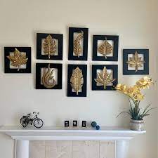 Brass Leaf Wall Hanging Set Of 8