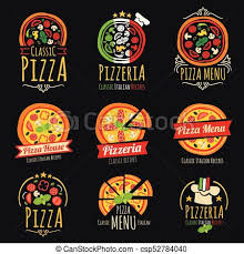 Pizza Vector Logos Pizzeria Italian Cuisine Restaurant Labels And
