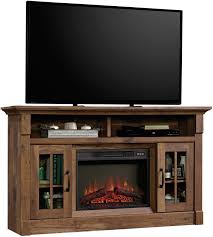Sauder Select Media Center Fireplace For 65 Tvs Vintage Oak