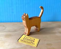 red cat waldorf wooden toy cat figure