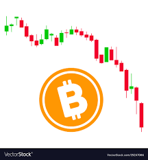 Candlestick Chart Bitcoin Fall Flat Icon