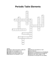 periodic table elements crossword