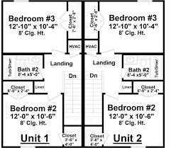 Duplex Multi Unit House Plan 3 Bedrms