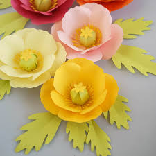 poppy paper flower with leaves