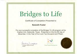 Certificate Of Completion Bridges To Life