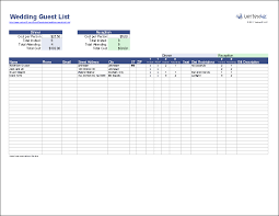Wedding Guest List Template Excel