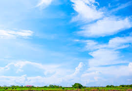 White Clouds And Blue Sky With Trees Of Beautiful View Landscape Use