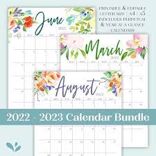 2022 2023 Printable Editable Calendar Bundle Includes Monthly - Etsy