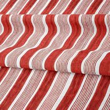 Red White Striped Upholstery Fabric By
