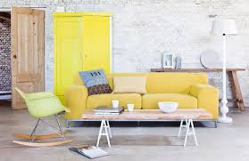 a yellow living room sofa
